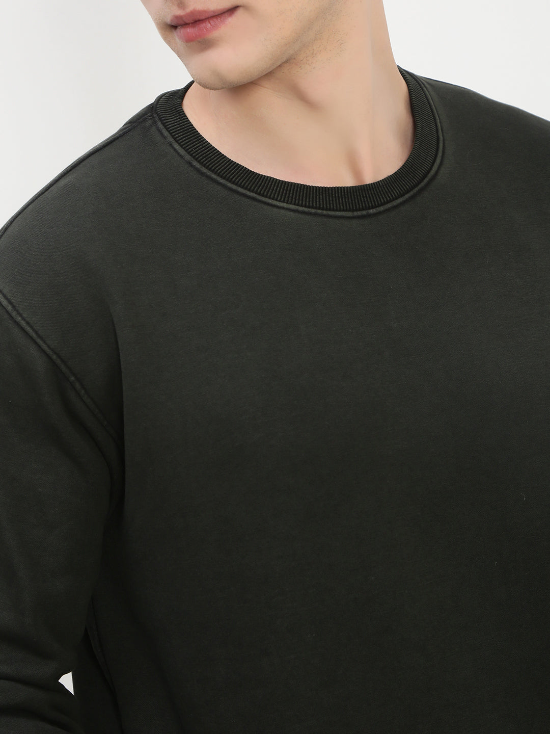 Men's Olive Solid Sweatshirt