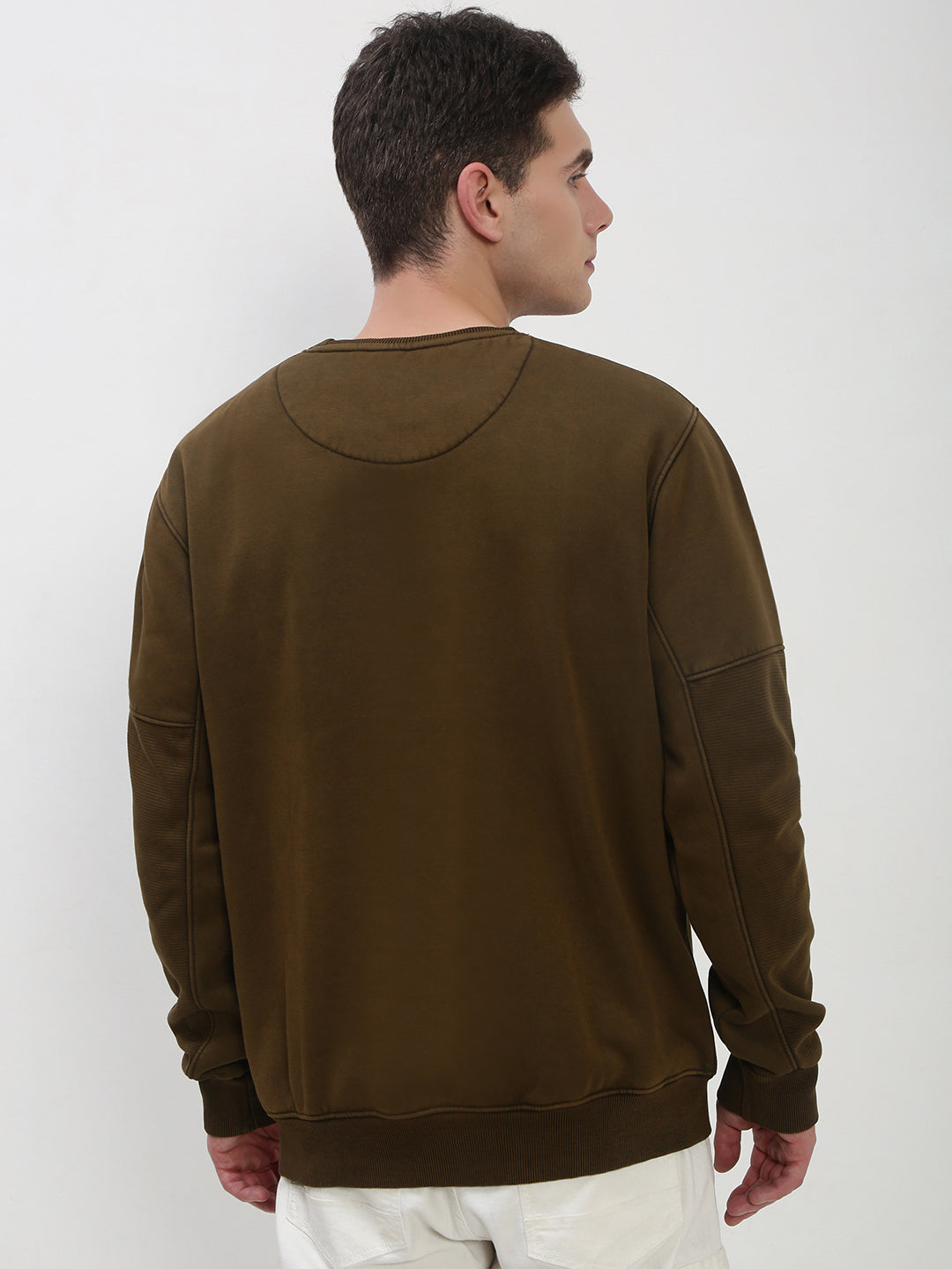 Men's Olive Solid Sweatshirt