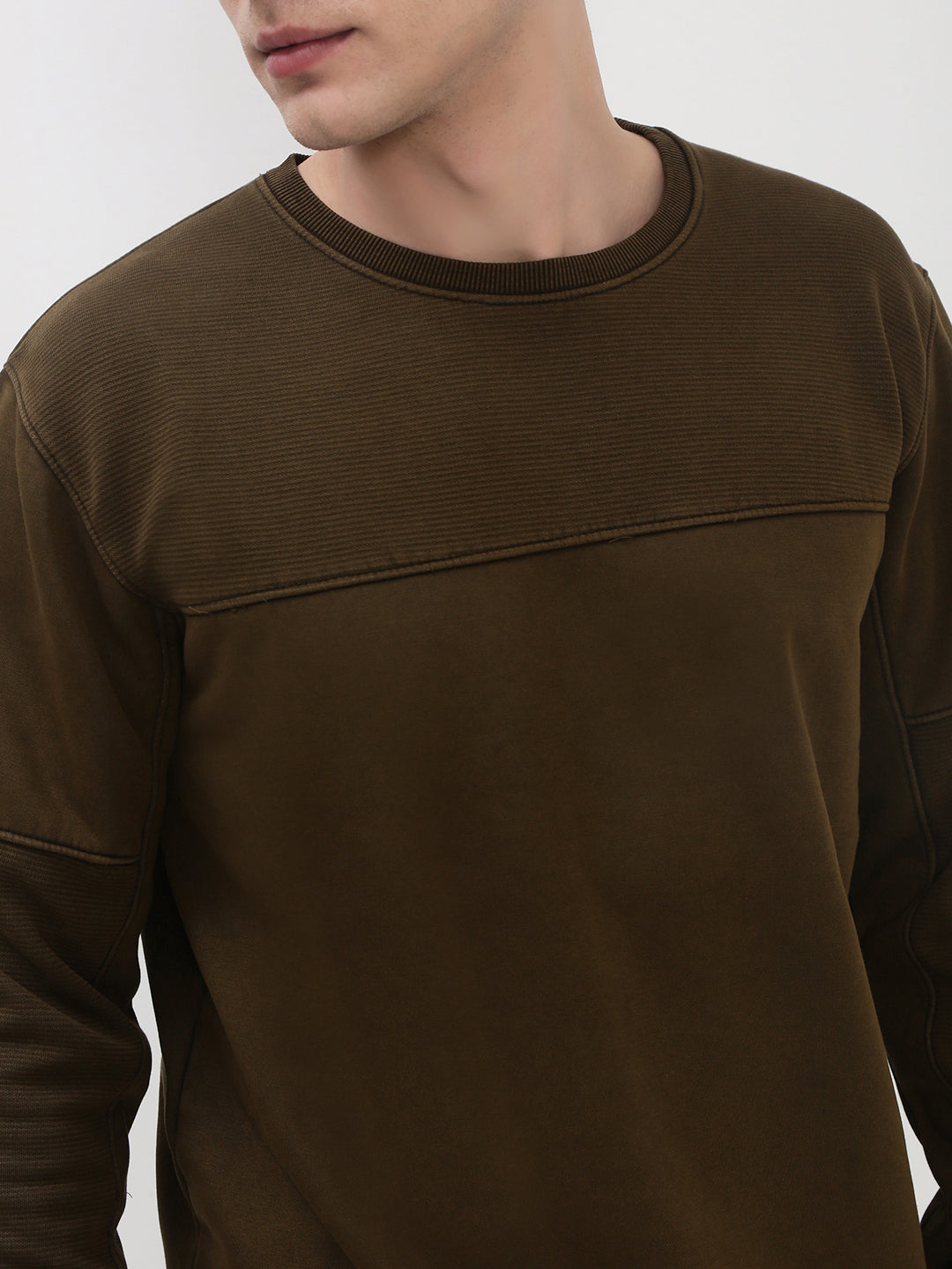 Men's Olive Solid Sweatshirt