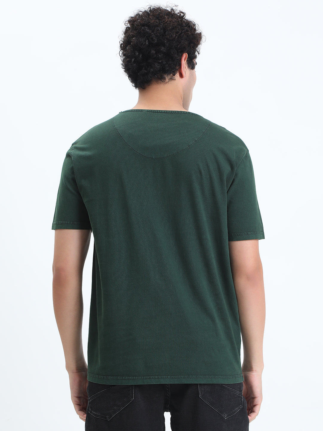 Men's Green Round Neck Regular Fit T-Shirt