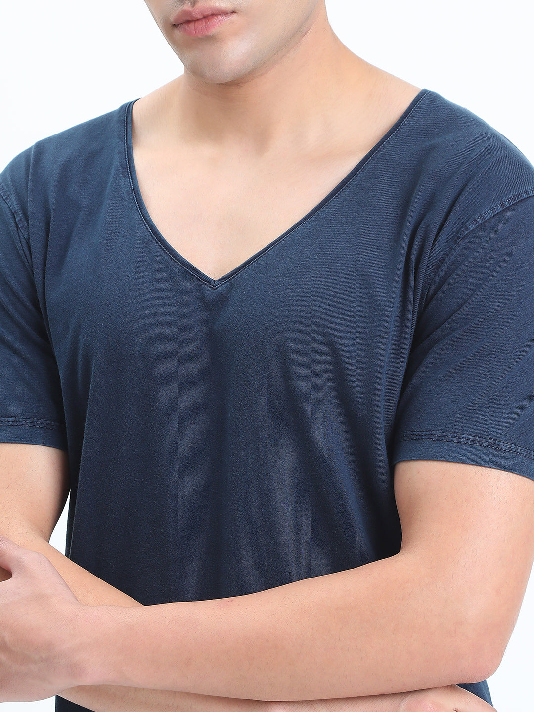 Men's Blue V-Neck Regular Fit T-Shirt