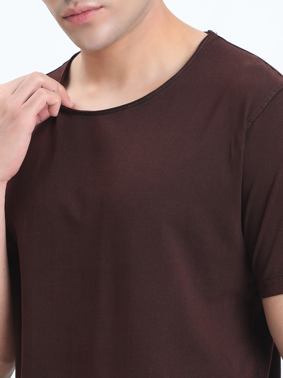 Men's Brown Round Neck Regular Fit T-Shirt