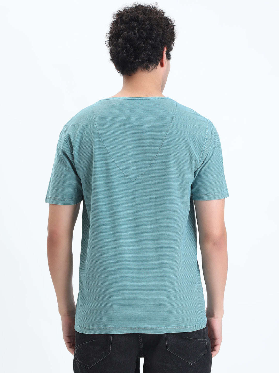 Men's Blue V-Neck Regular Fit T-Shirt