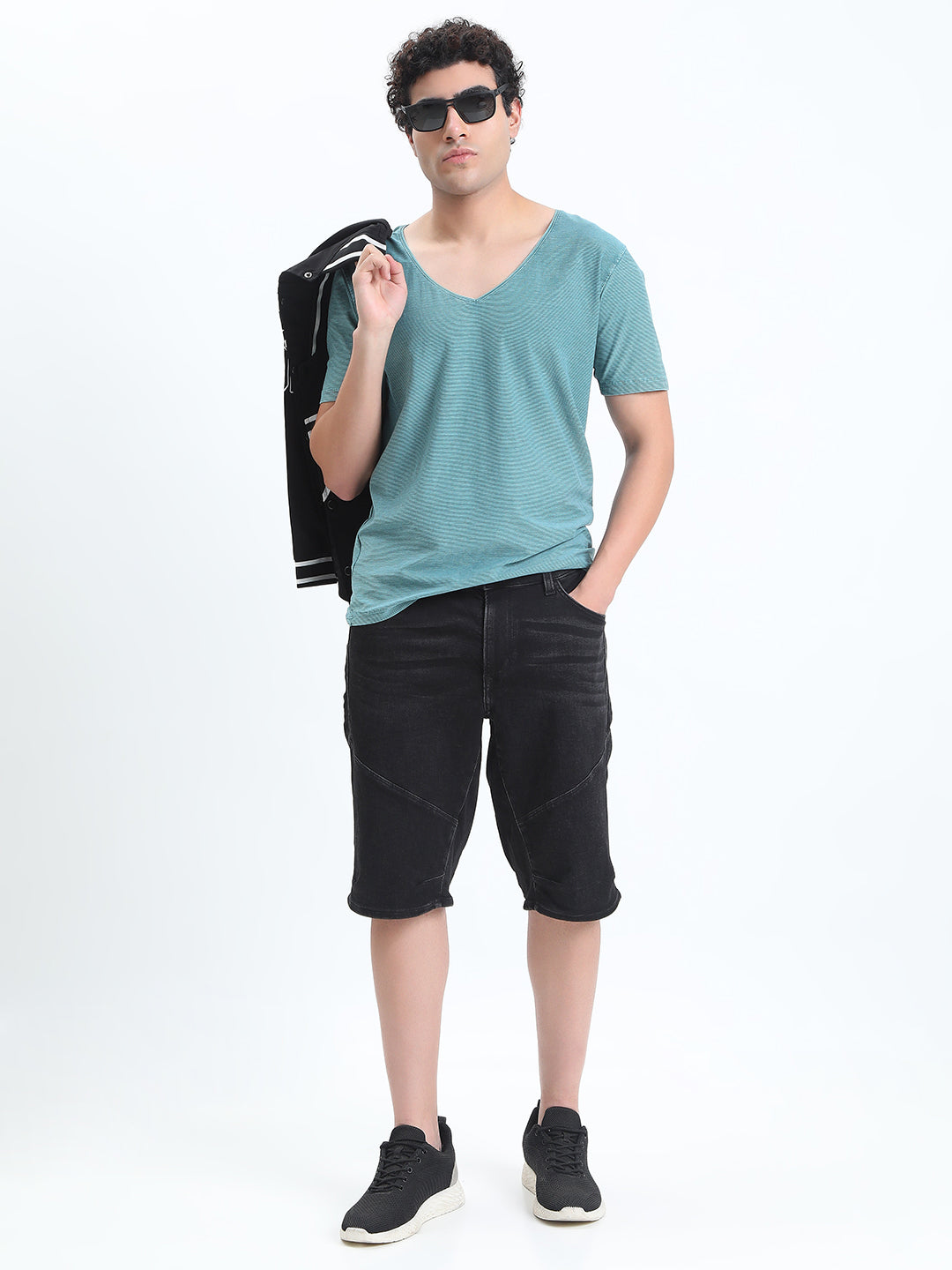 Men's Blue V-Neck Regular Fit T-Shirt