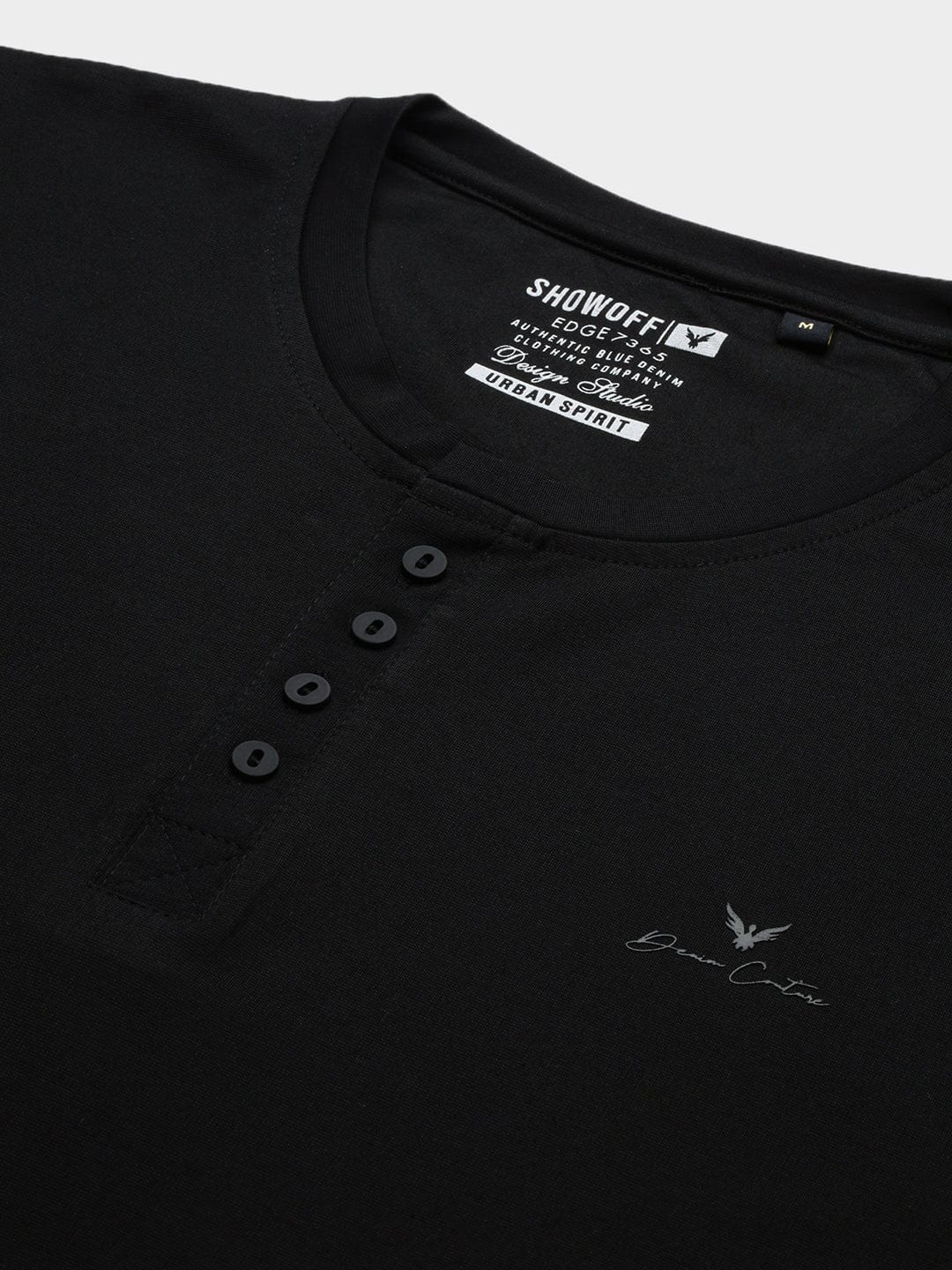 Men's Black Solid Round Neck Cotton Slim Fit T-Shirt