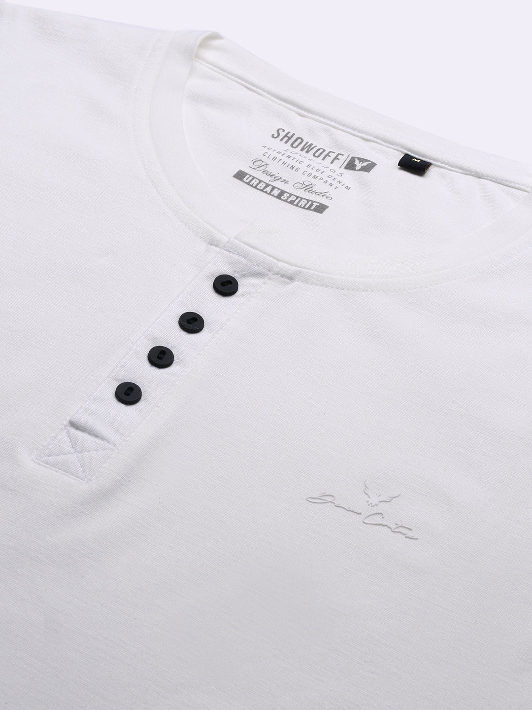 Men Solid White Slim Fit T-Shirt