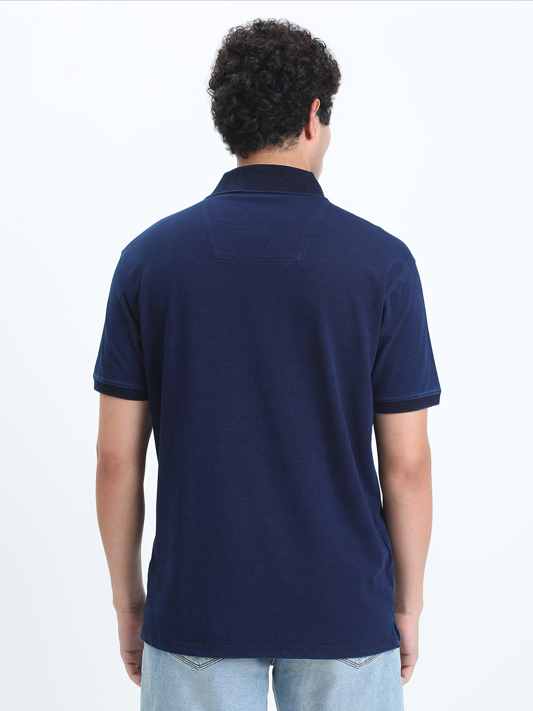 Men's Navy Blue Polo Collar Regular Fit T-Shirt