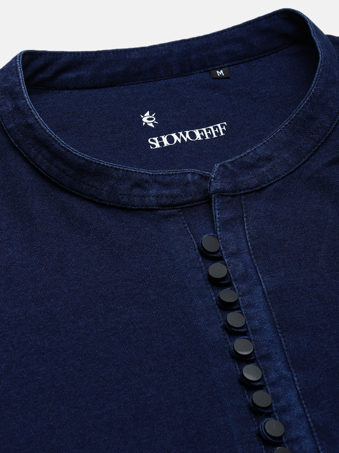 Men's Navy Blue Solid Henley Collar T-Shirt