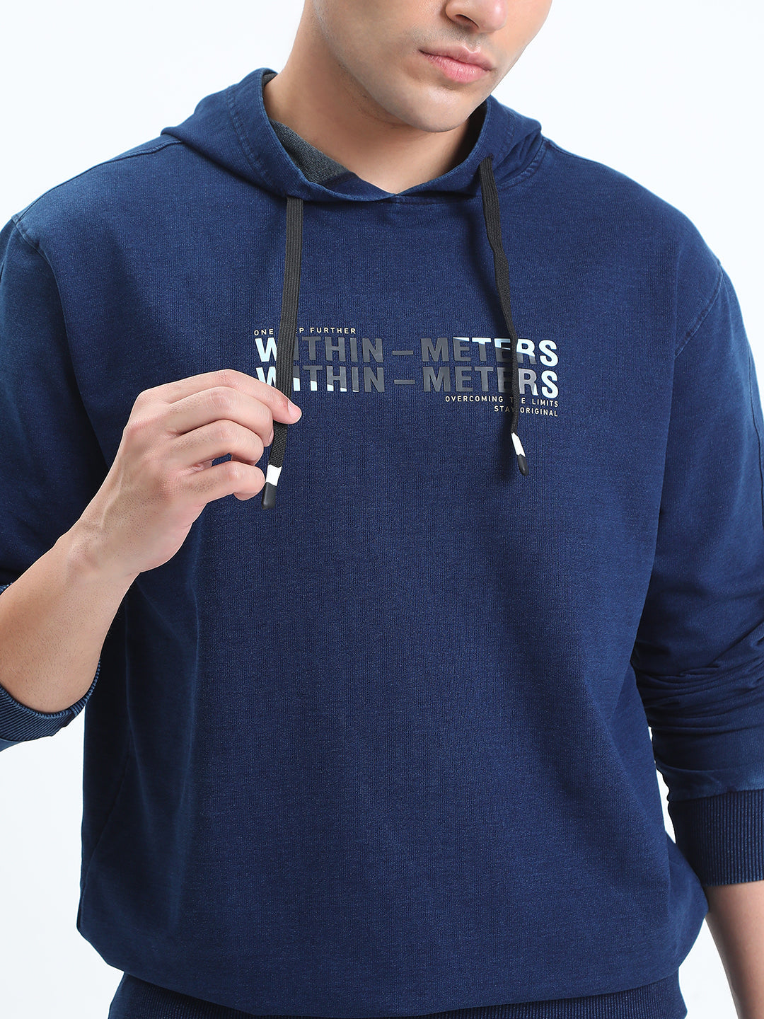 Men's Typography Navy Blue Long Sleeve Hoodie