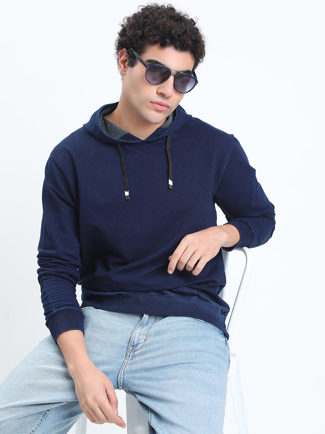 Men's Navy Blue Long Sleeve Hoodie