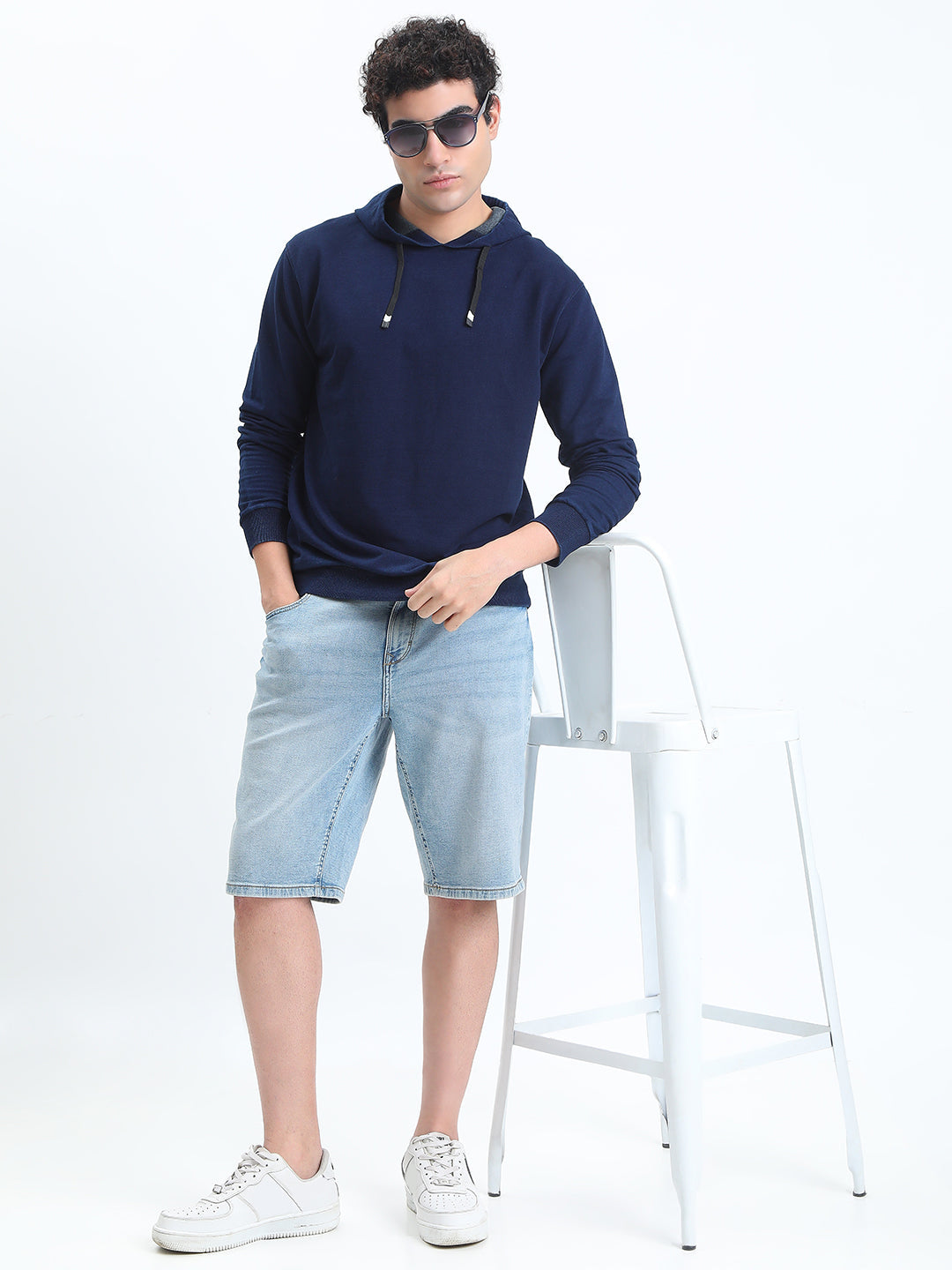 Men's Navy Blue Long Sleeve Hoodie