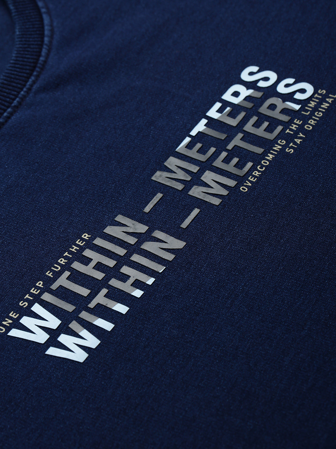 Men's Typography Printed Navy Blue Round Neck Sweatshirt