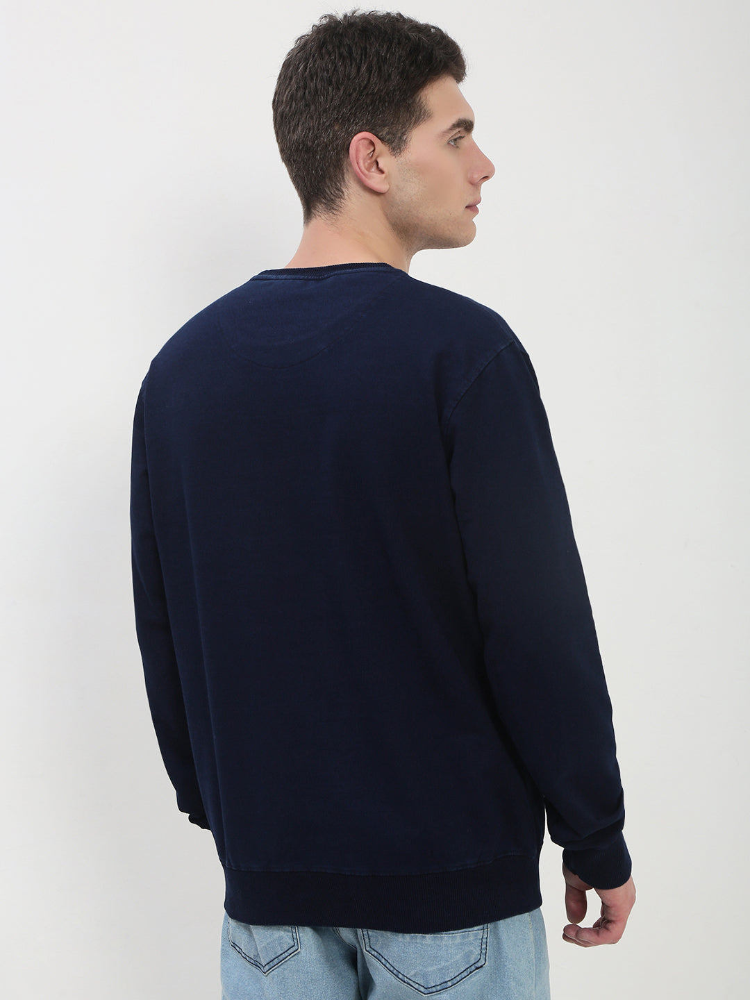 Men's Navy Blue Solid Sweatshirt