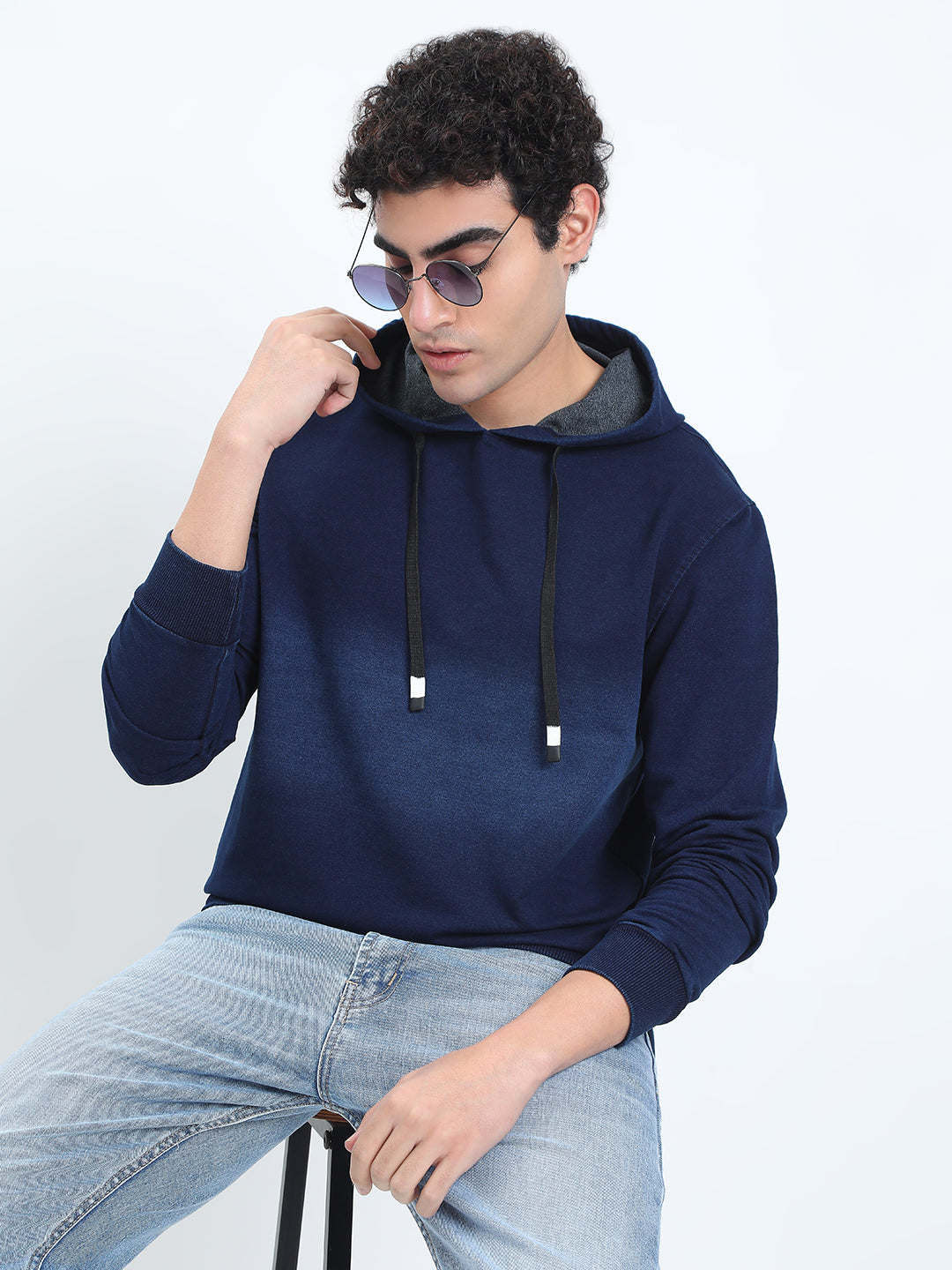 Men's Navy Blue Long Sleeve Hoodie