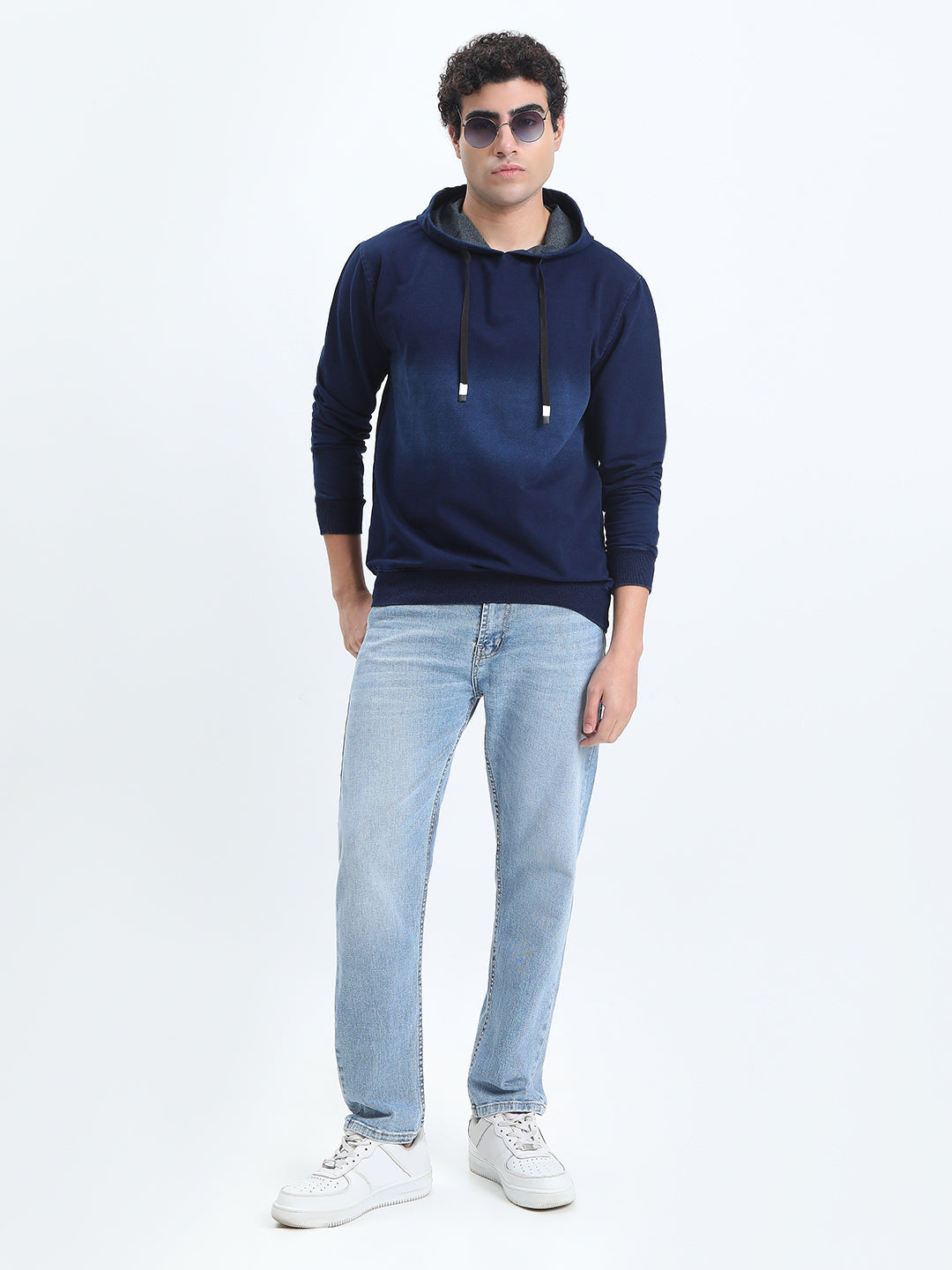 Men's Navy Blue Long Sleeve Hoodie