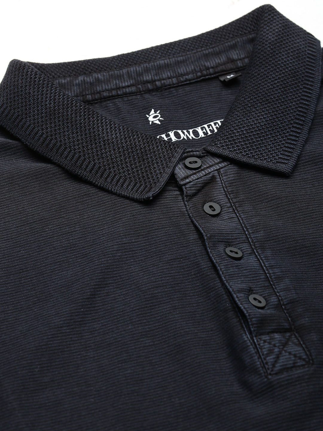 Men's Navy Blue Solid Polo Collar T-Shirt