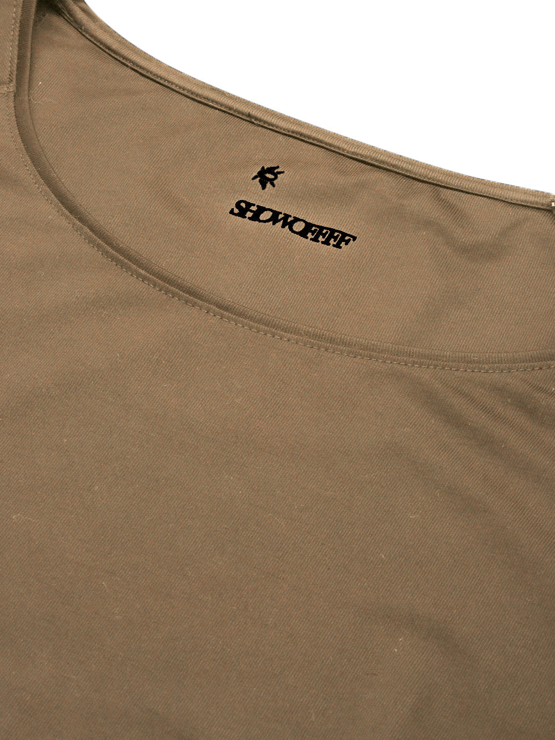 Men's Khaki Round Neck Slim Fit T-Shirt