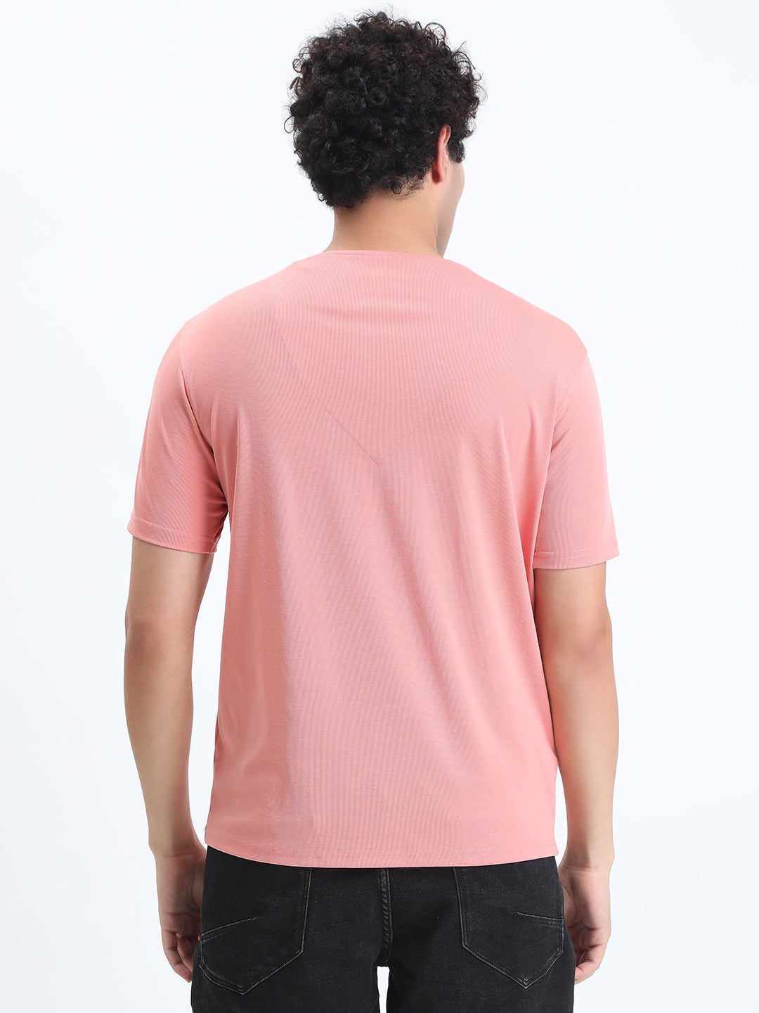 Men's Pink V-Neck Regular Fit T-Shirt