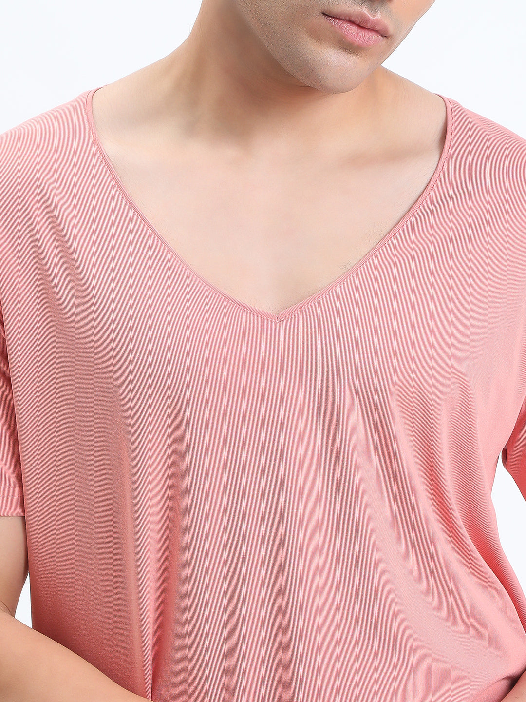Men's Pink V-Neck Regular Fit T-Shirt
