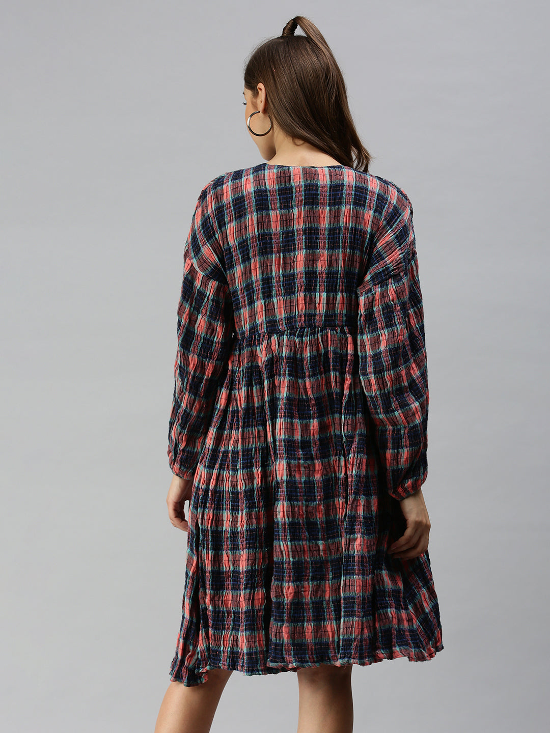 Women's V-Neck Printed Fit and Flare Multi Dress