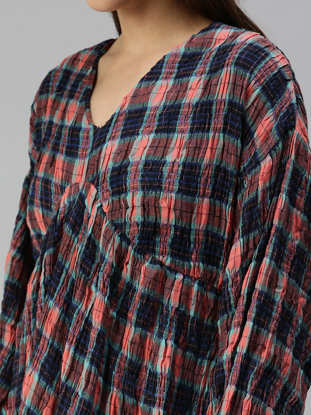 Women's V-Neck Printed Fit and Flare Multi Dress