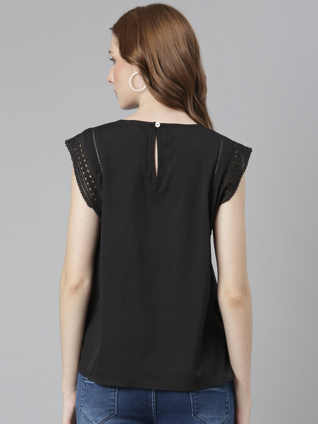 Women Black Solid Regular Top