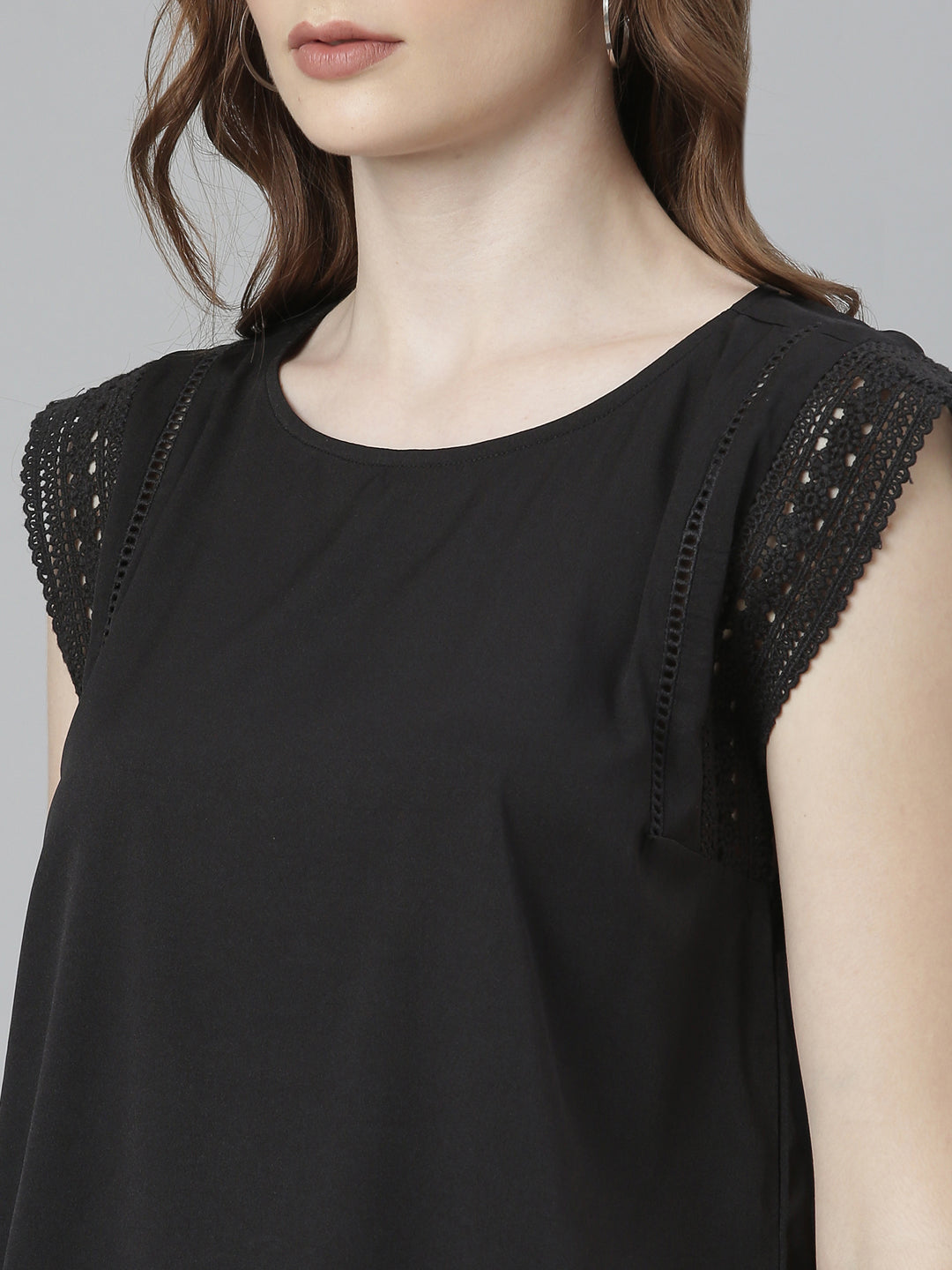 Women Black Solid Regular Top