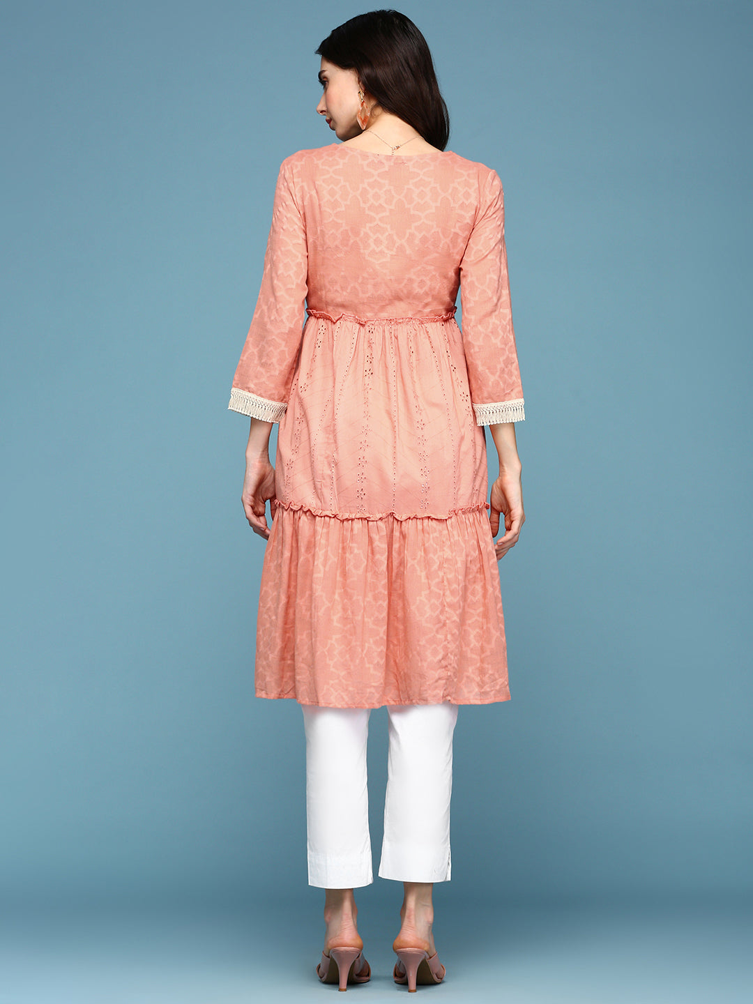 Women's Pink Solid Empire Kurti