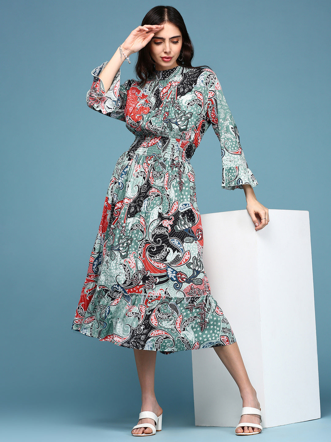 Women Printed Empire Multi Dress