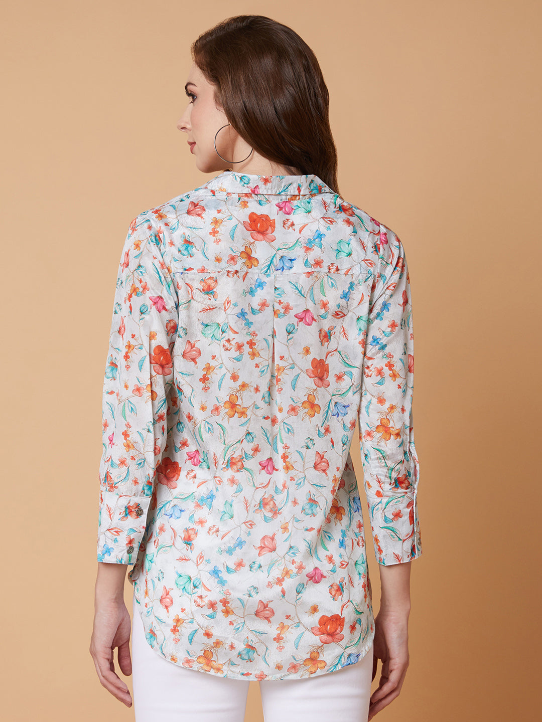 Women Floral Sea Green Shirt