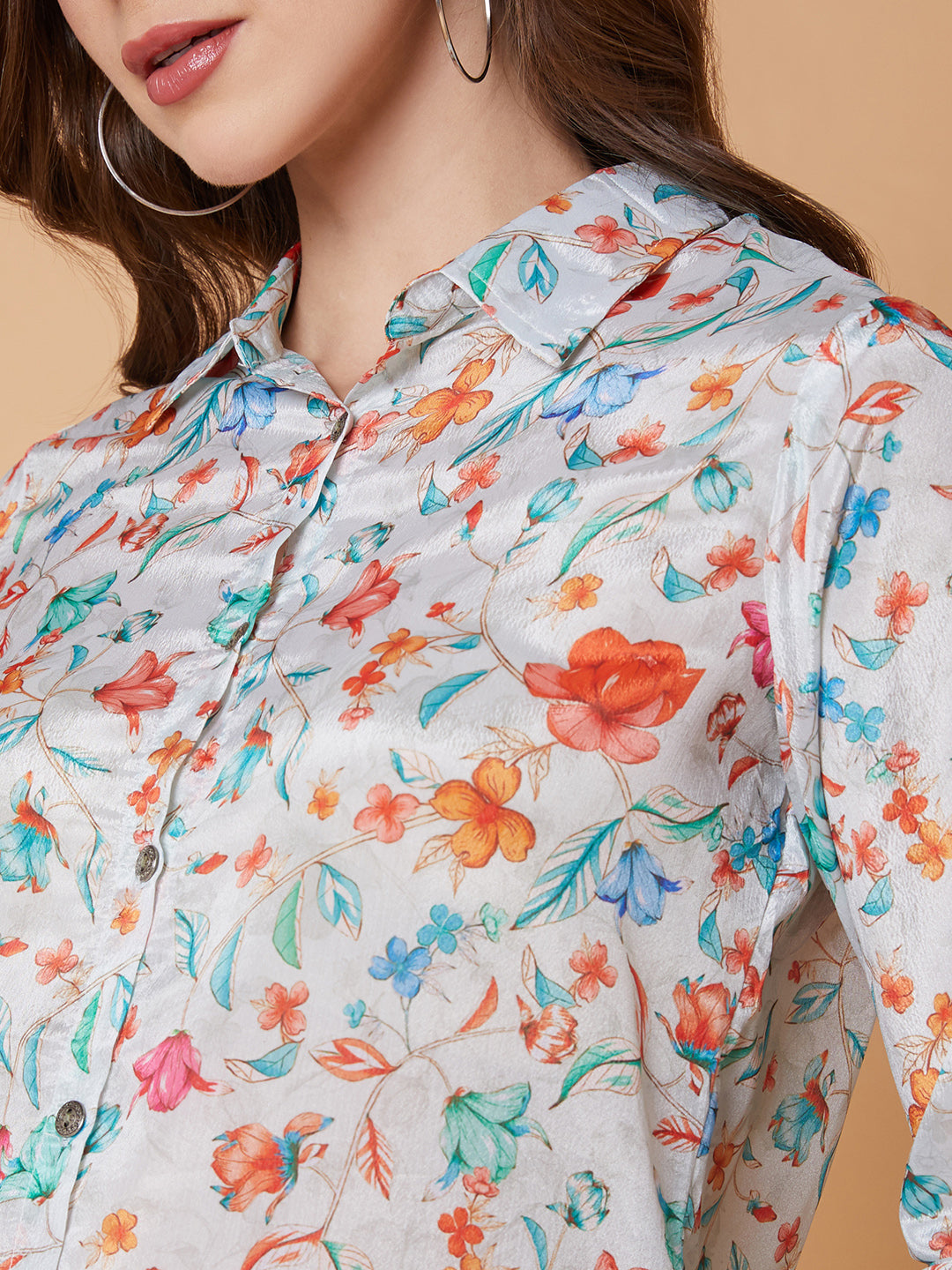 Women Floral Sea Green Shirt