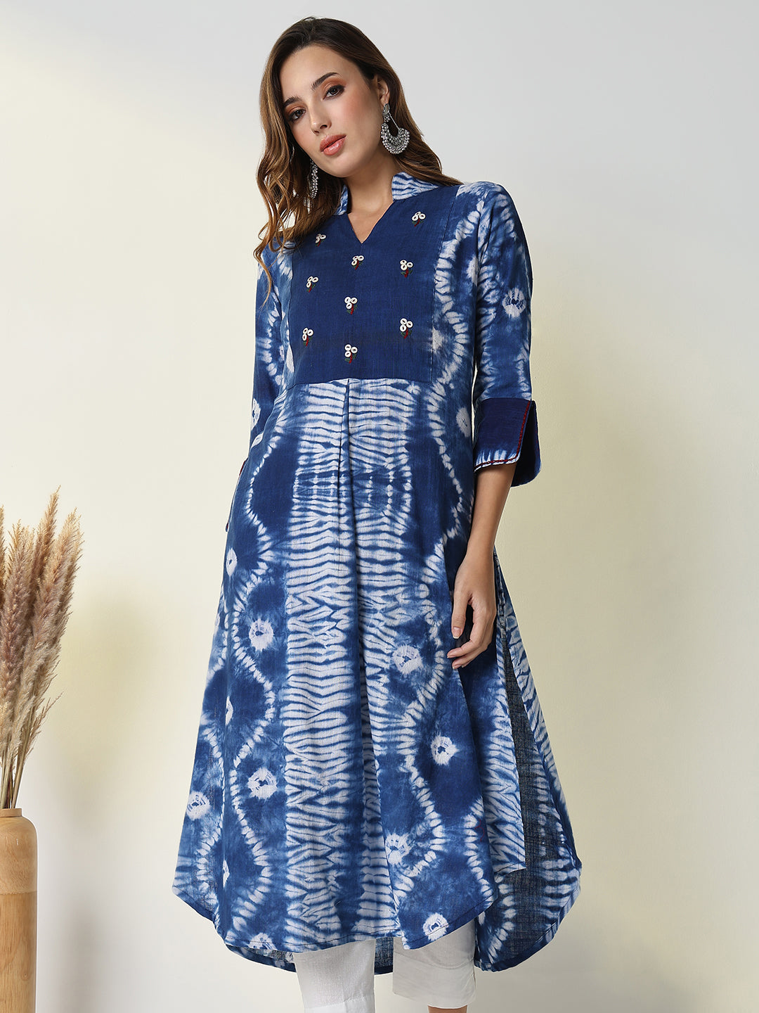 Women Blue Graphic A-Line Kurta