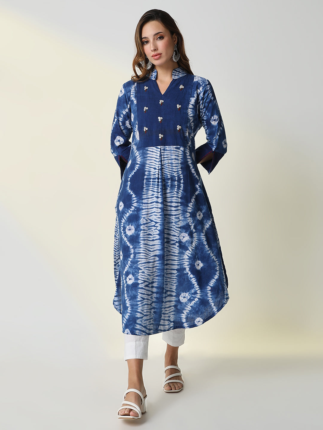 Women Blue Graphic A-Line Kurta