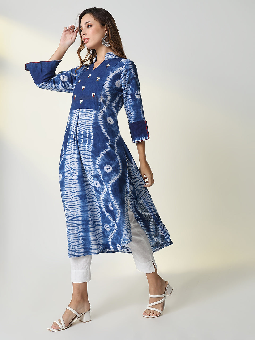 Women Blue Graphic A-Line Kurta