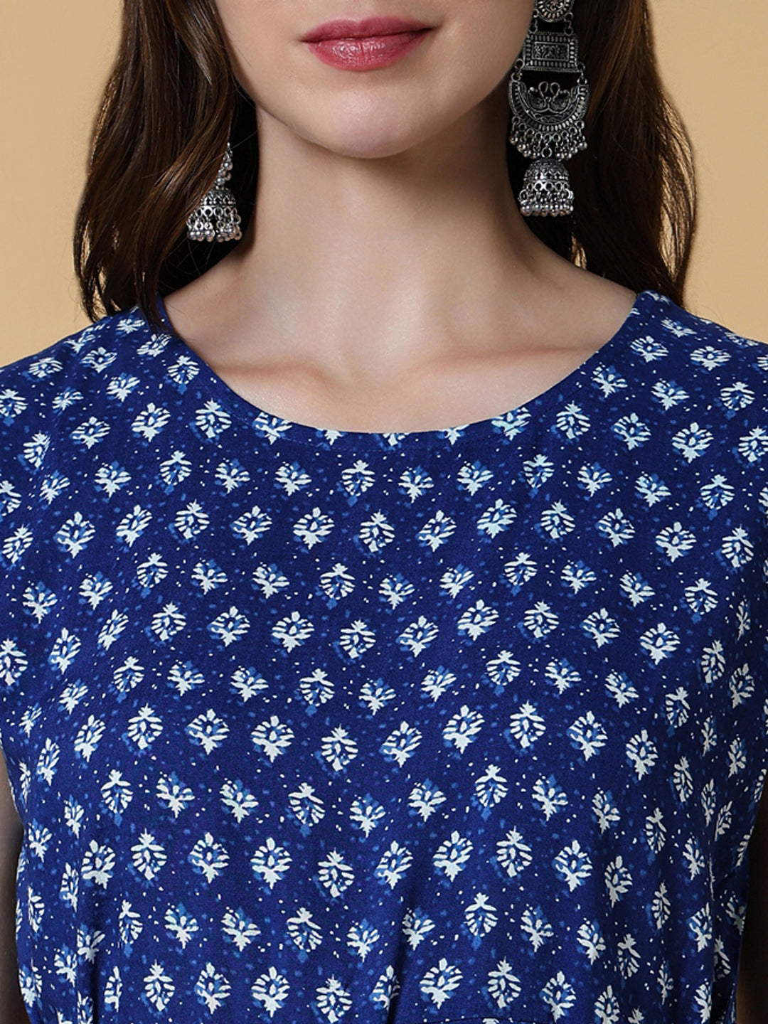 Women Blue Graphic A-Line Kurta