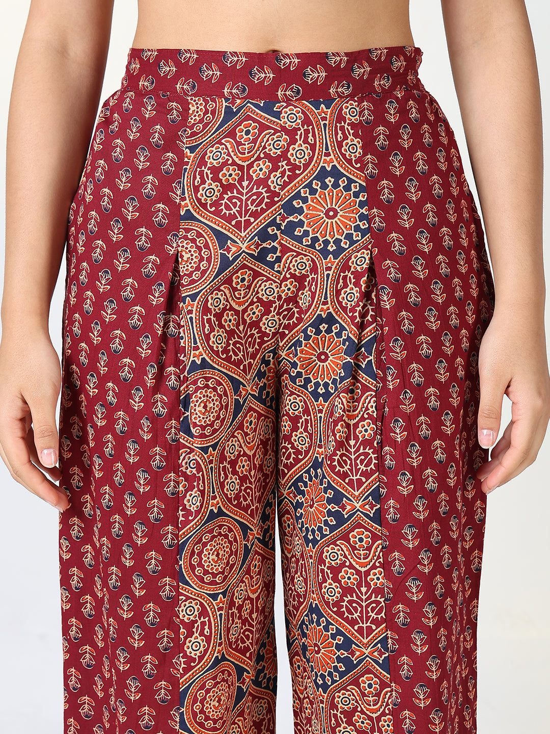 Women Maroon Jaipuri Print Co Ords Set