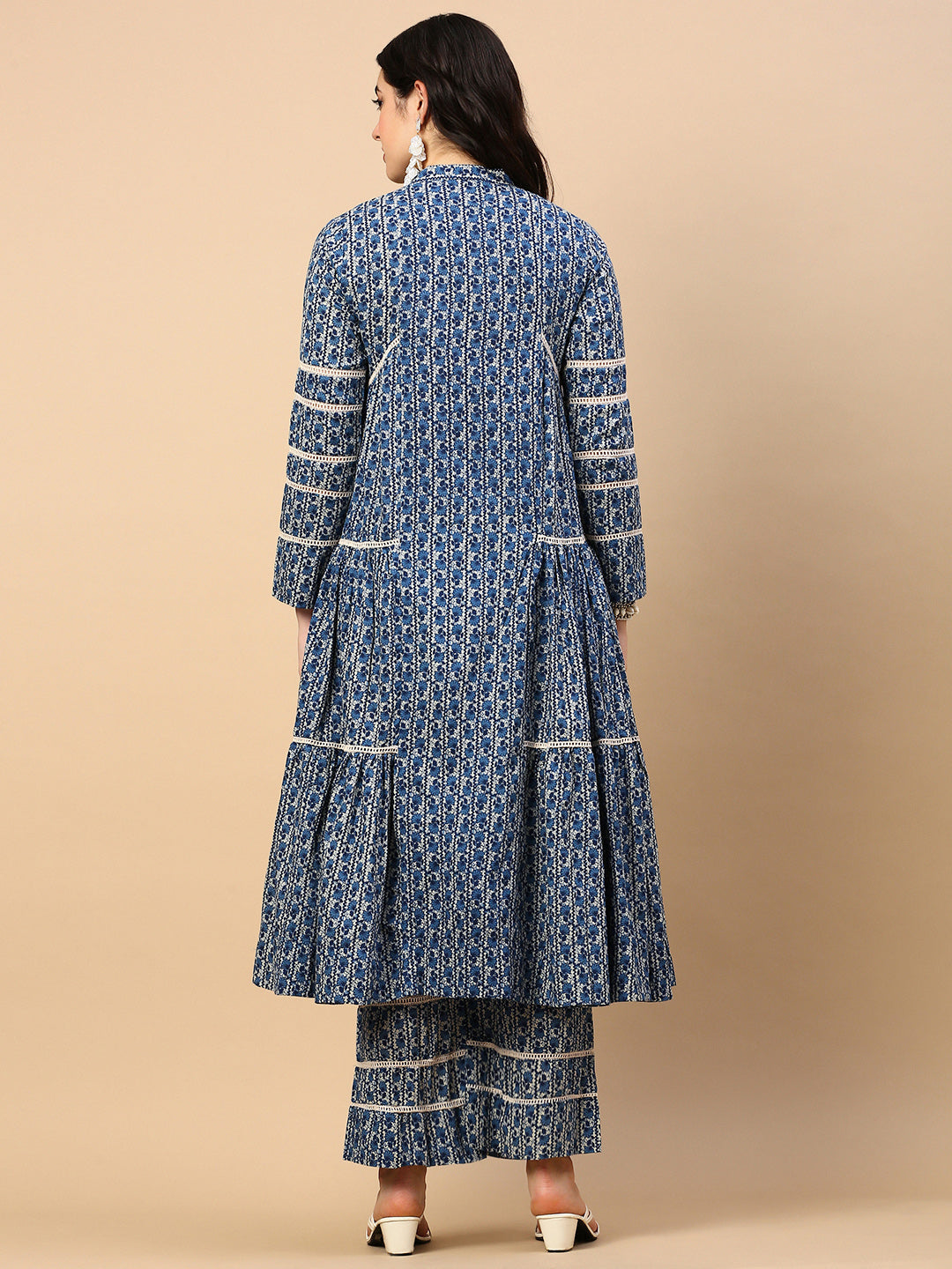 Women Floral Blue A Line Kurta Set