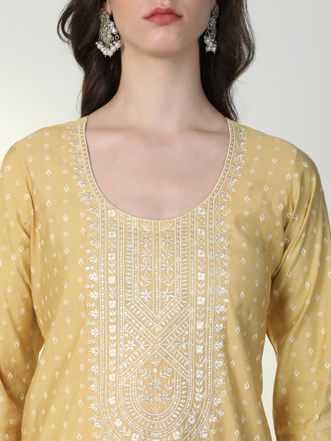 Women Yellow Graphic Kurta Set with Dupatta