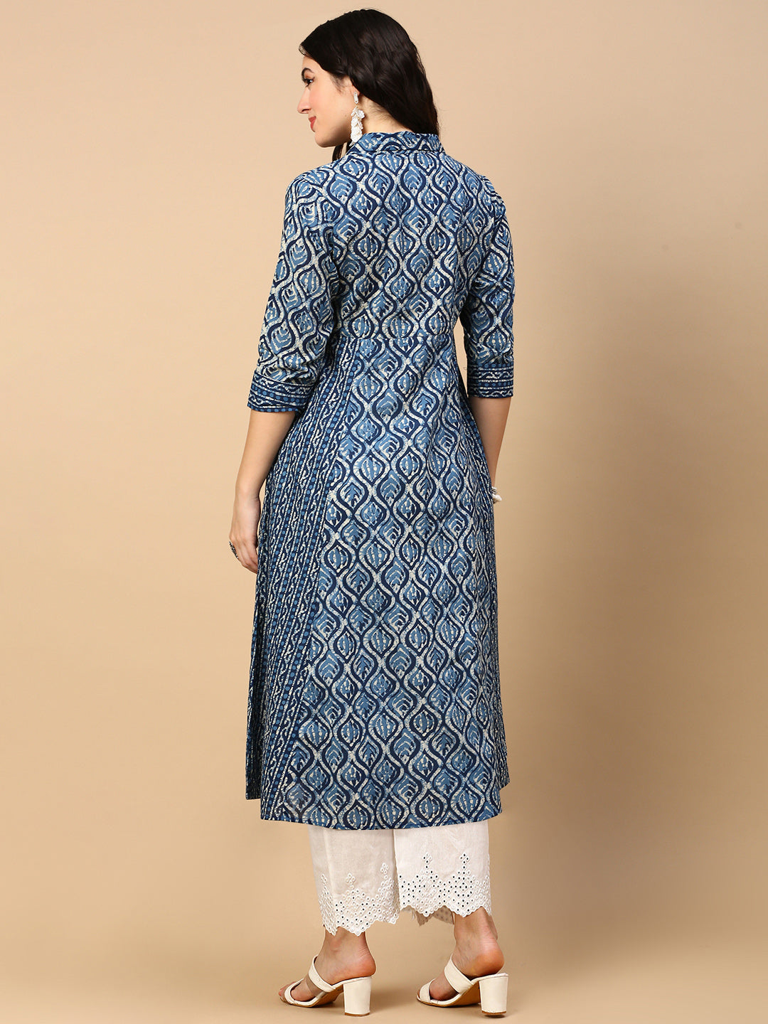 Women Blue Graphic A Line Kurta