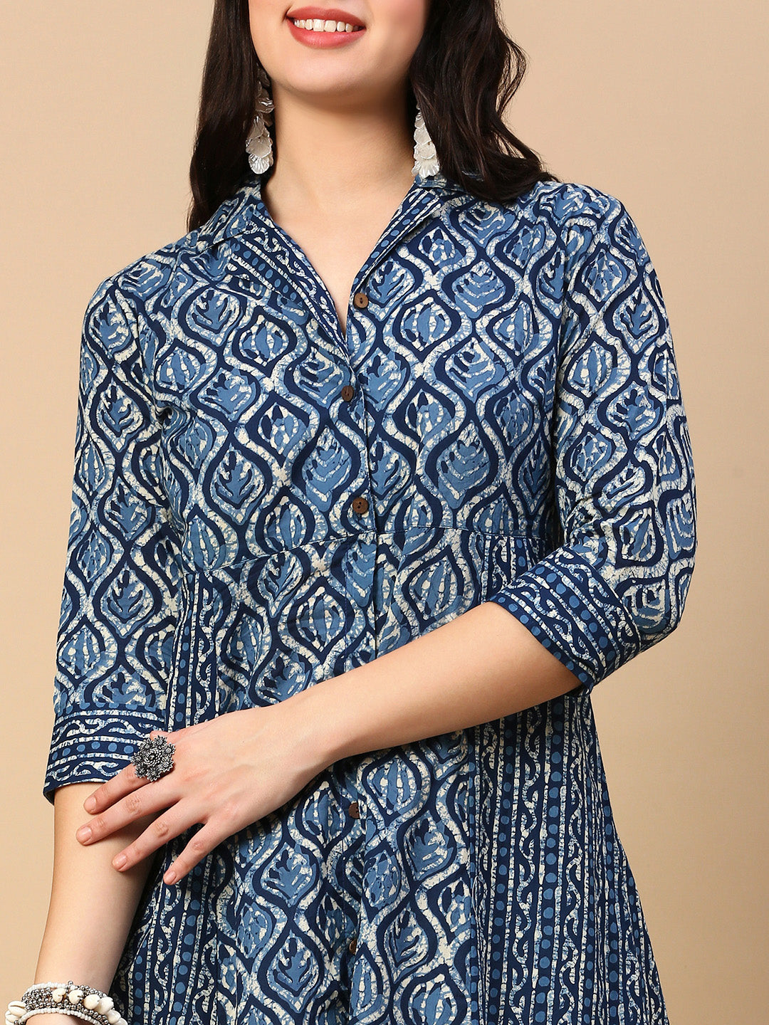 Women Blue Graphic A Line Kurta