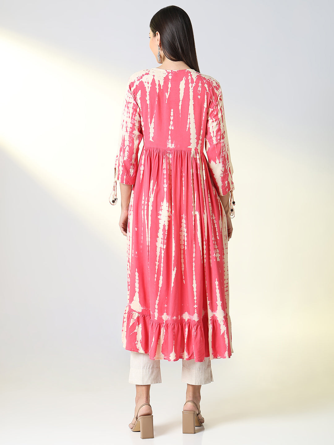 Women Pink Abstract Anarkali Kurta