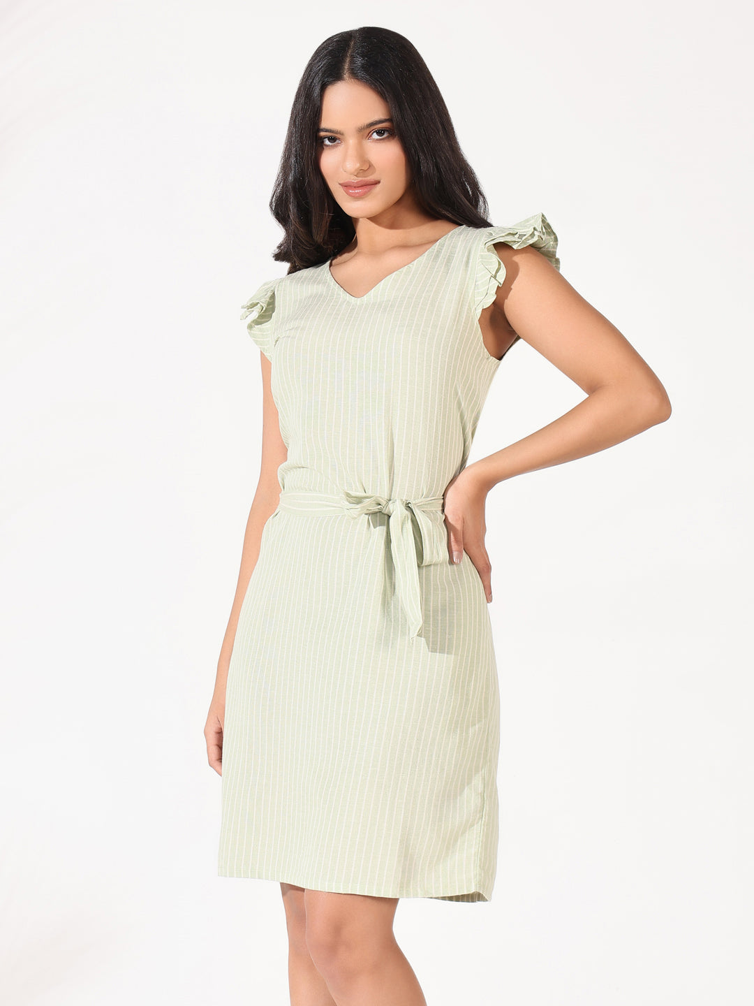 Women Green Striped Bodycon Dress