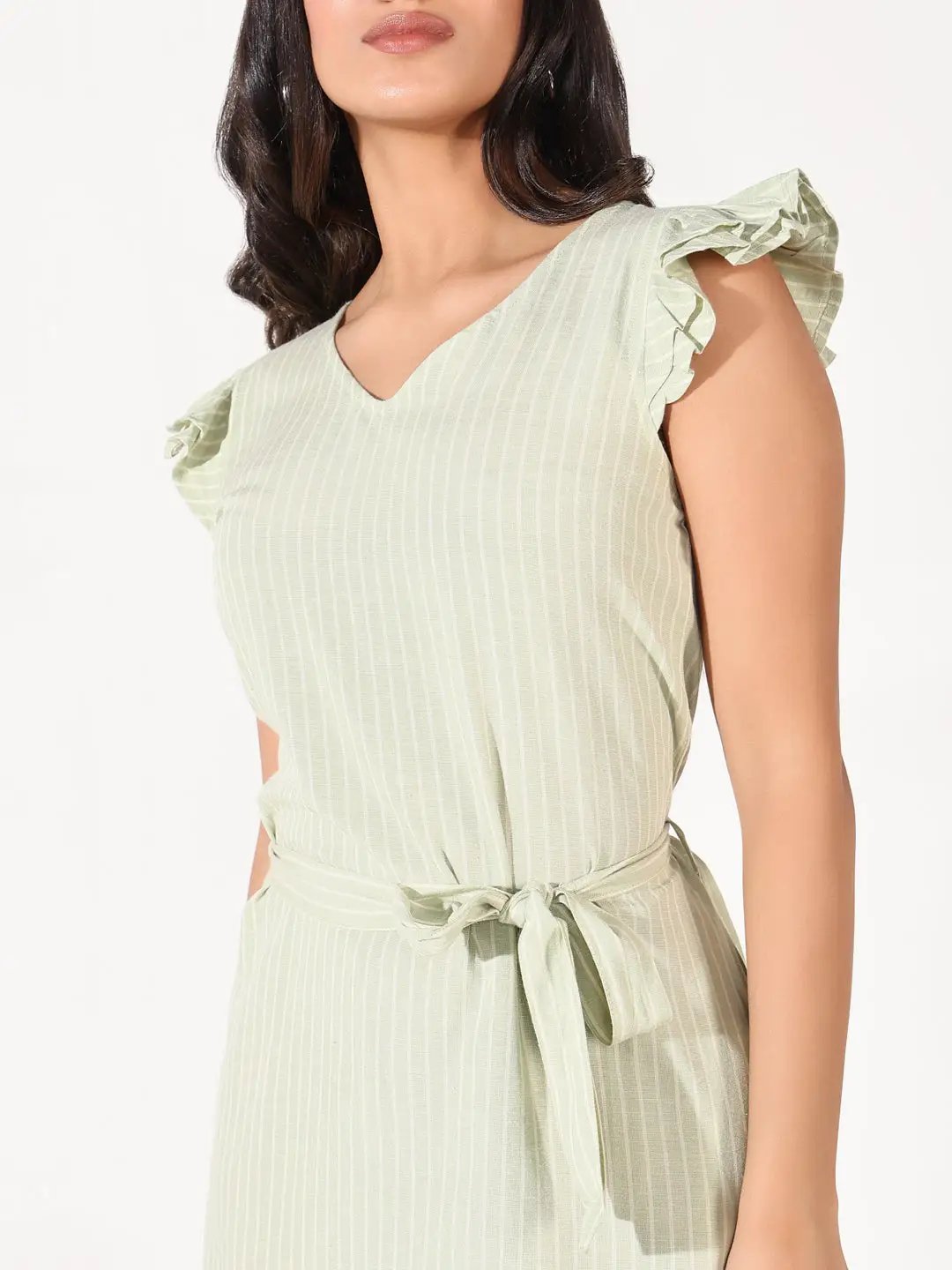 Shop Women's Green Cotton Striped Bodycon Dress| Showoffff Shop Women's Green Cotton Striped Bodycon Dress| Showoffff