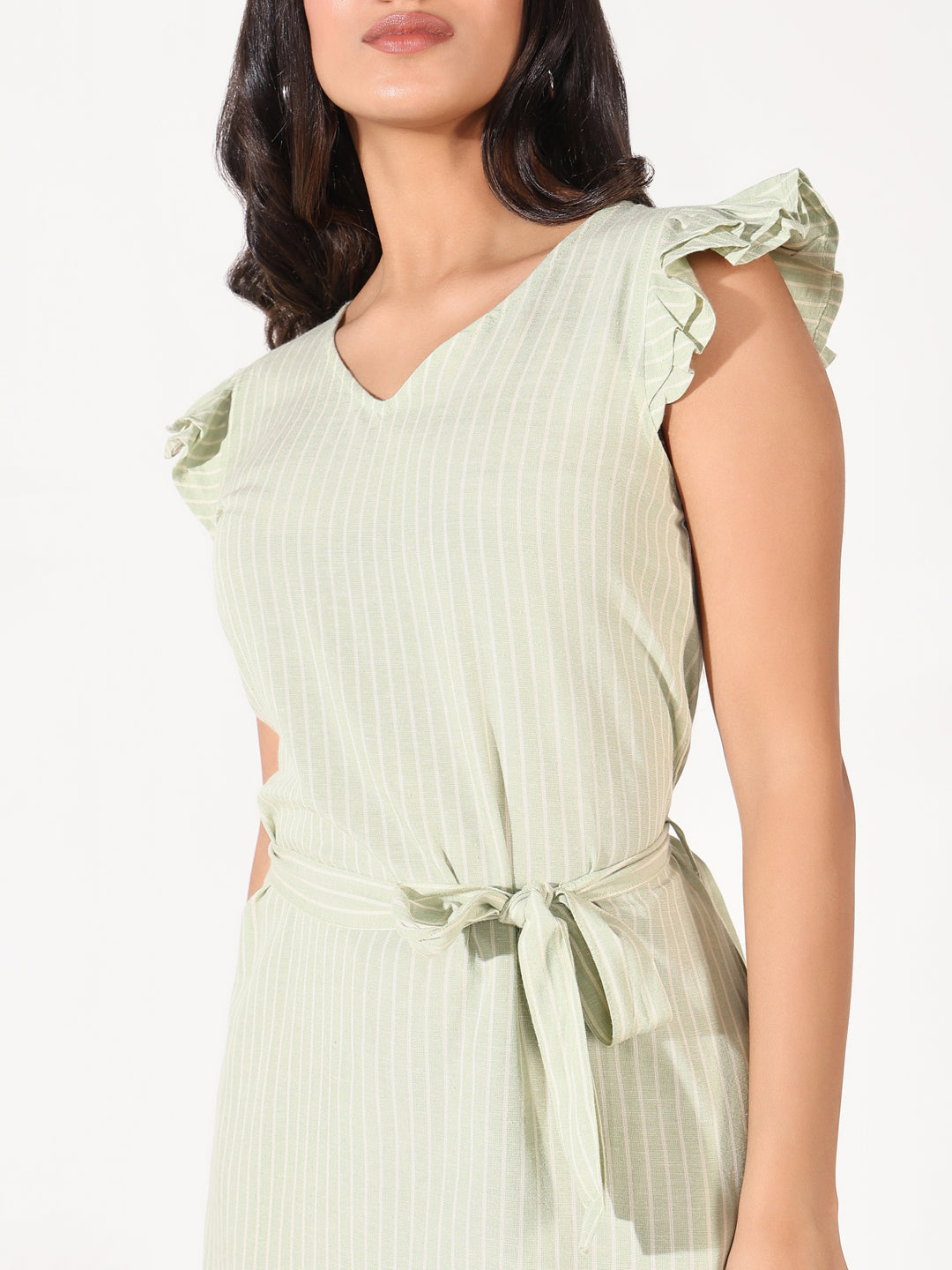 Women Green Striped Bodycon Dress