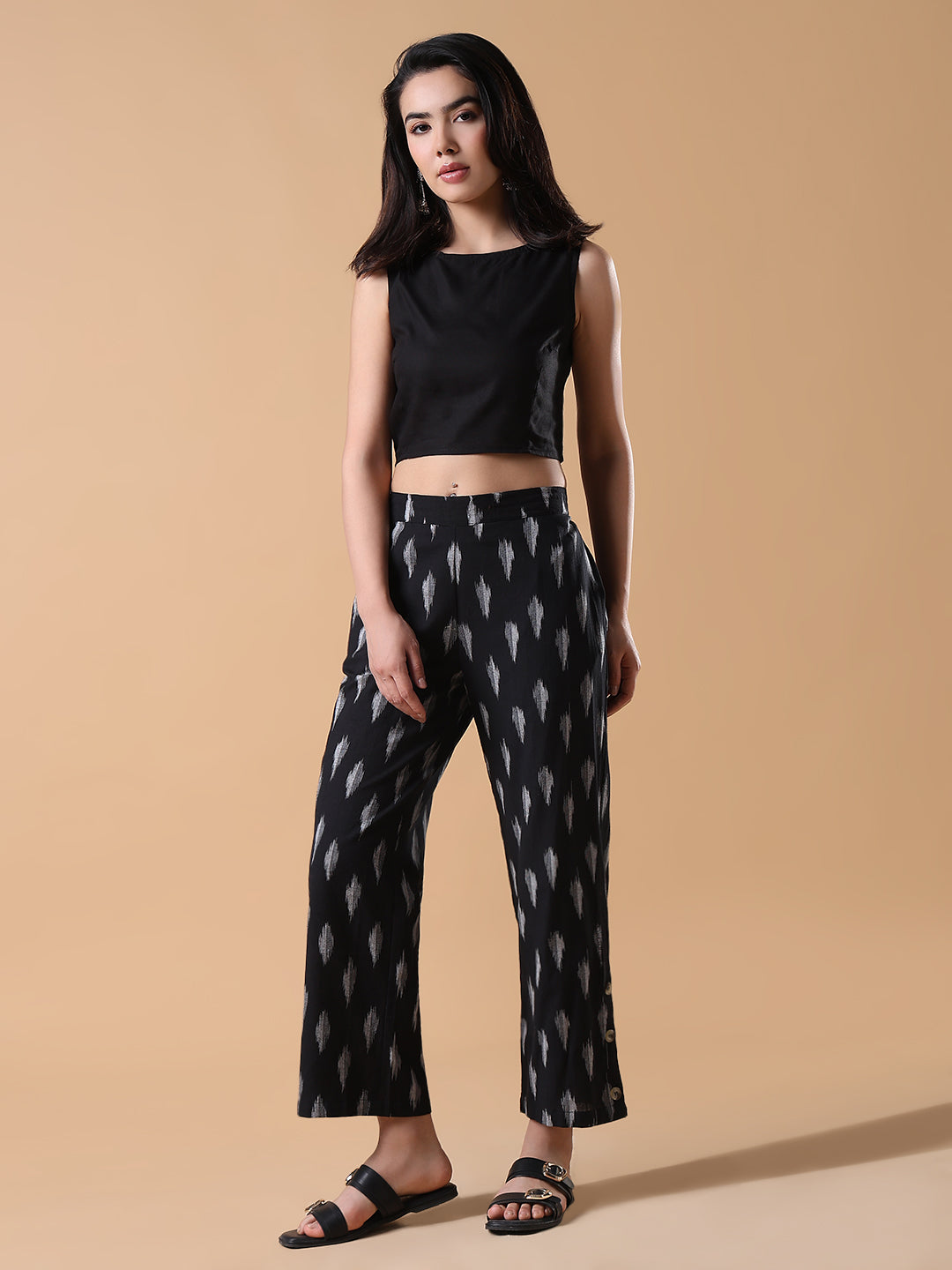 Women Black Printed Co-ords Set with Blazer