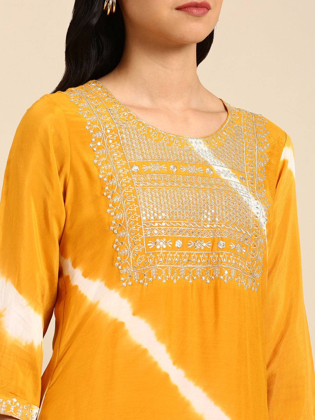 Women Solid Yellow Straight Kurta Set with Dupatta