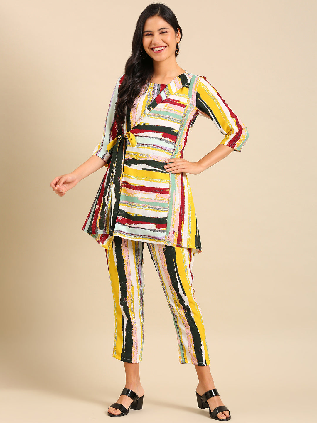 Women Striped Multi A-Line Kurta Set