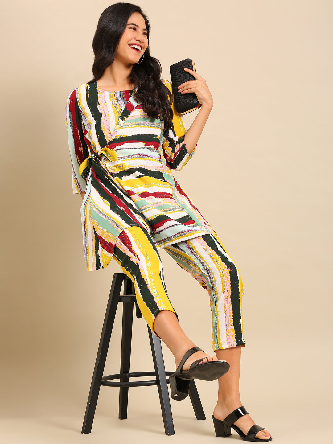 Women Striped Multi A-Line Kurta Set