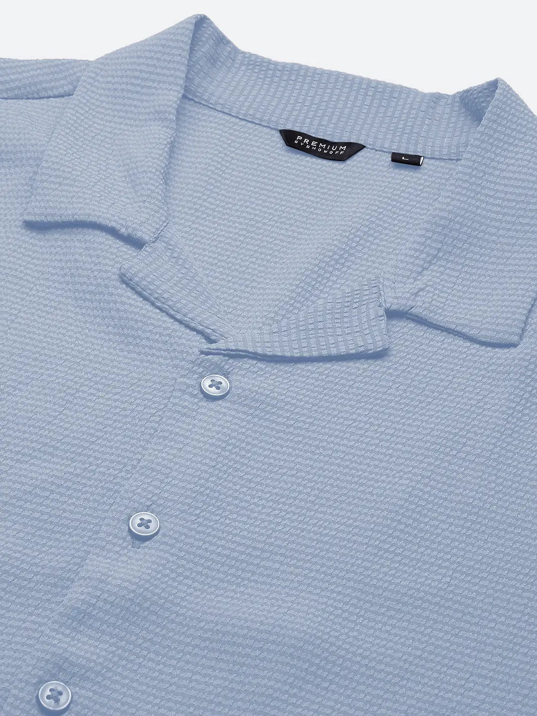 Men's Blue Cuban Collar Relaxed Fit Shirt - from SHOWOFFFF