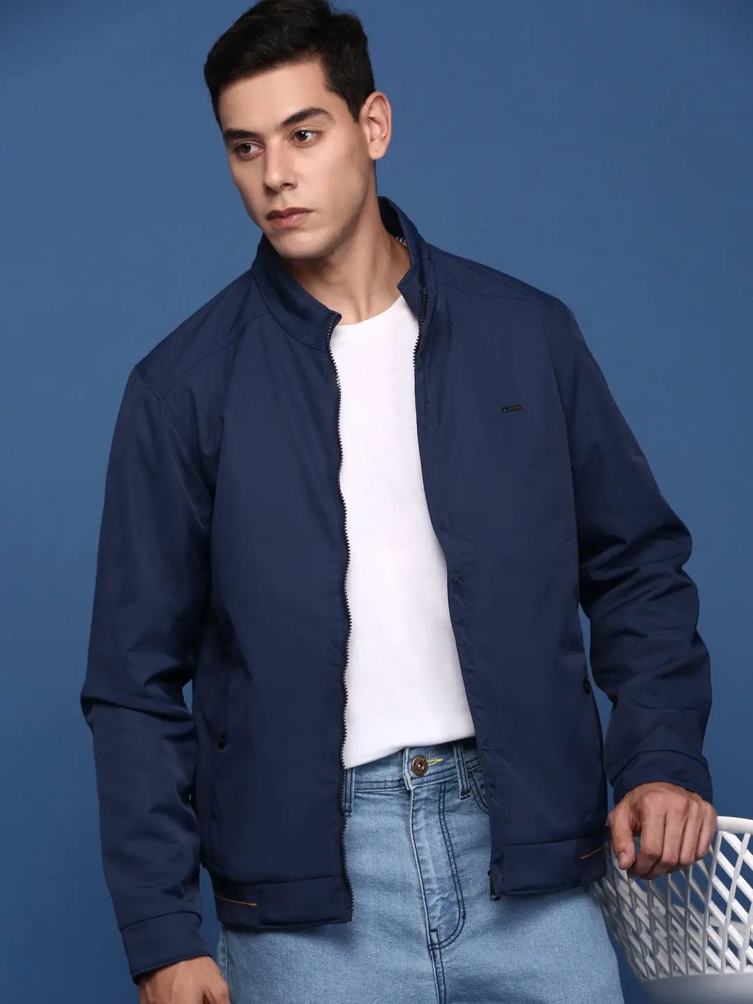 Shop Navy Blue Bomber Jacket – Party Wear | SHOWOFFFF